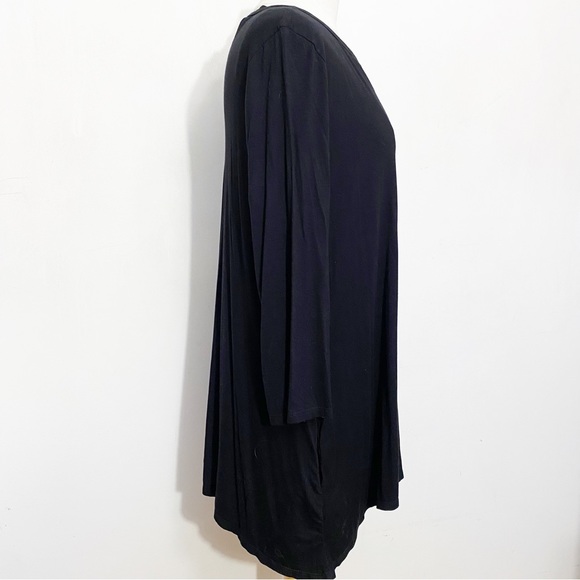 HEIMISH USA strappy neck sharkbite hem knit oversize tunic top side pockets L - Picture 4 of 6